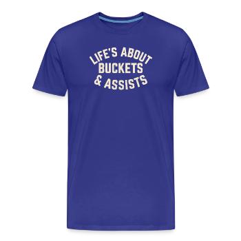 Basketball Life's About Buckets And Assists Baller - Men's Premium Organic T-Shirt - royal blue - Front - Damien (186cm)