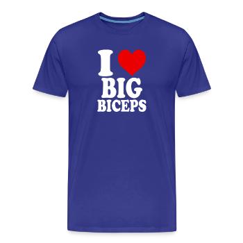 J’adore les gros biceps drôle GYM Fitness Gym - T-shirt bio Premium Homme - bleu roi - Devant - Damien (186cm)