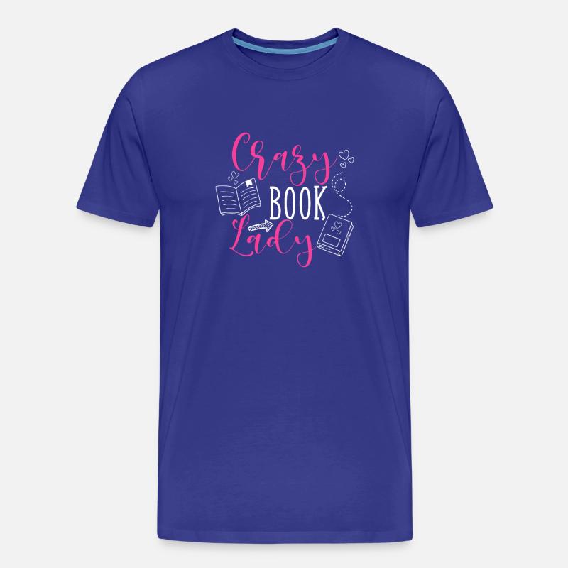 Verrückte Buchdame - Männer Premium Bio T-Shirt - Königsblau