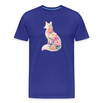 Fuchs Pastell Blumen Silhouette - Männer Premium Bio T-Shirt - Königsblau - Vorne - Damien (186cm)
