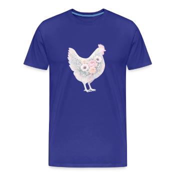 Peinture aquarelle de poule poule - T-shirt bio Premium Homme - bleu roi - Devant - Damien (186cm)