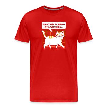 High-Heel Katze: Frech und Charmant - Männer Premium Bio T-Shirt - Rot - Vorne - Damien (186cm)