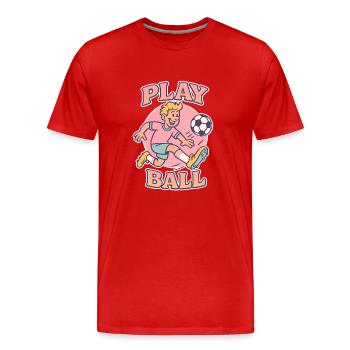 Play Ball: Retro Football Fun - Men's Premium Organic T-Shirt - red - Front - Damien (186cm)