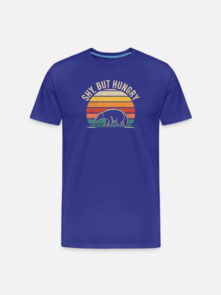 Timide, mais affamée | Fourmilier rétro - T-shirt bio Premium Homme - bleu roi