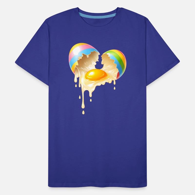Broken Easter egg with flowing egg yolk Men's Premium Organic T-Shirt