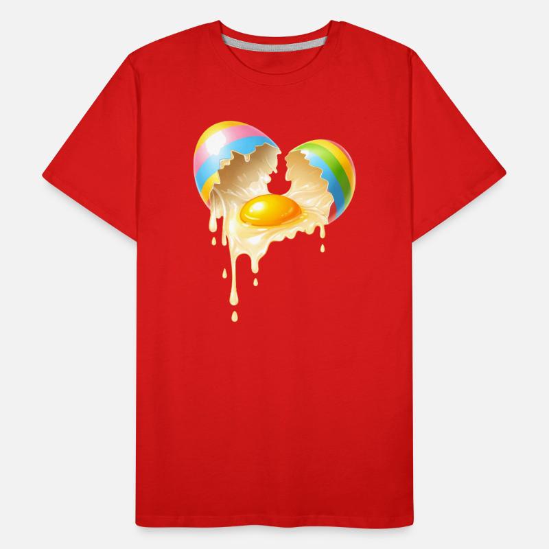 Broken Easter egg with flowing egg yolk Men's Premium Organic T-Shirt