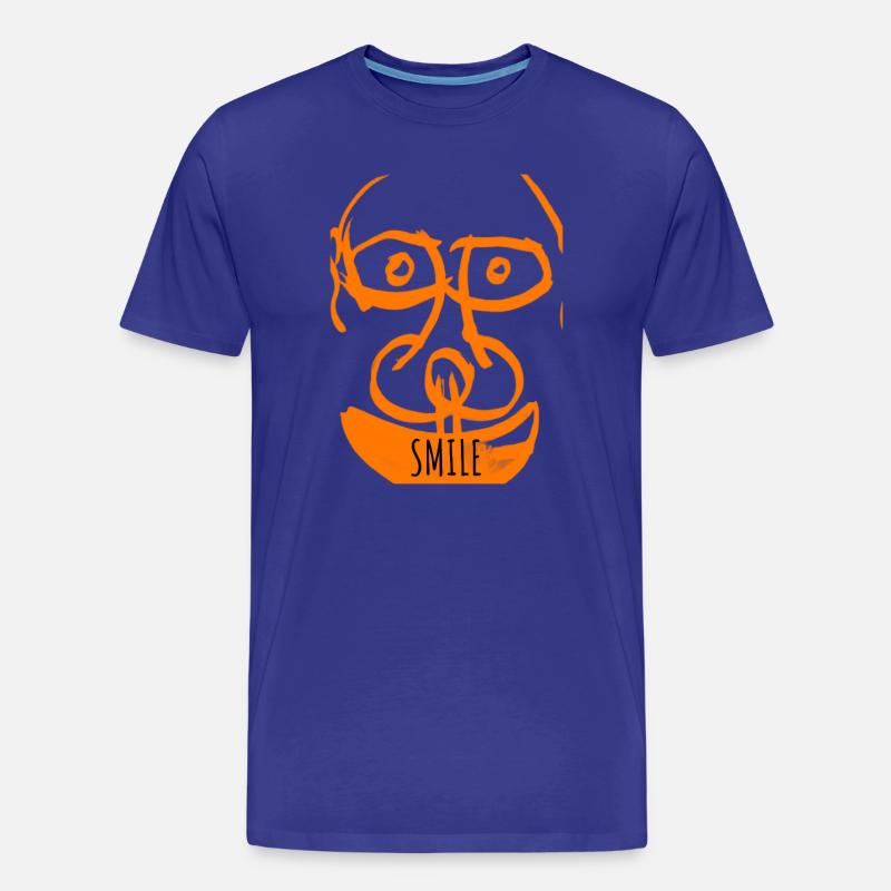 Oranges Doodle-Lächeln - Männer Premium Bio T-Shirt - Königsblau