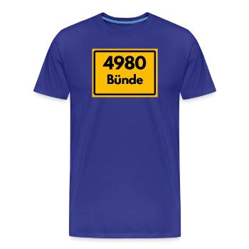 ALTE POSTLEITZAHL PLZ RETRO 4980 BÜNDE - Männer Premium Bio T-Shirt - Königsblau - Vorne - Damien (186cm)
