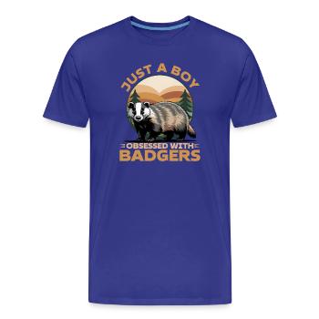 Funny Animal Badger - Men's Premium Organic T-Shirt - royal blue - Front - Damien (186cm)