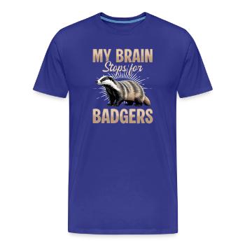 Funny Animal Badger - Men's Premium Organic T-Shirt - royal blue - Front - Damien (186cm)