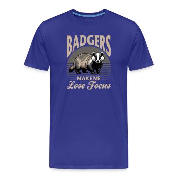 Funny Animal Badger - Men's Premium Organic T-Shirt - royal blue - Front - Damien (186cm)