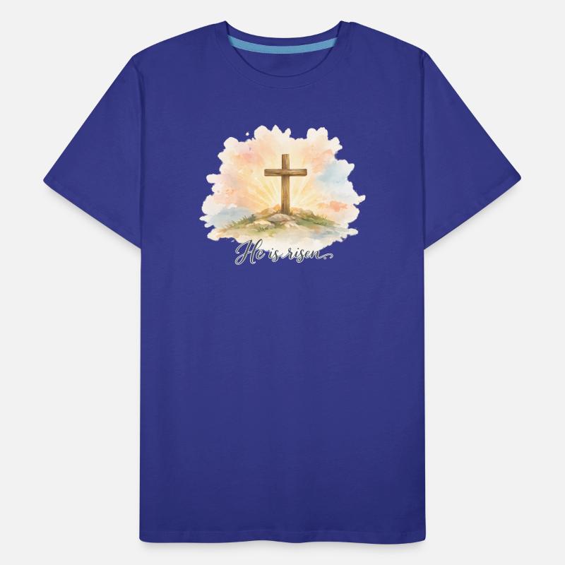 Resurrection He is Risen Easter Jesus Men's Premium Organic T-Shirt