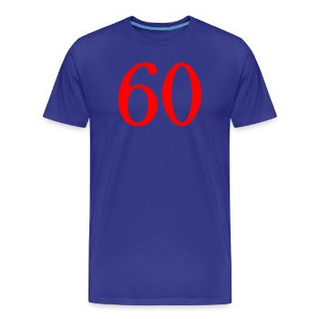60. 60 ANS. 60e ANNIVERSAIRE. ANNIVERSAIRE 60 ANS. - T-shirt bio Premium Homme - bleu roi - Devant - Damien (186cm)