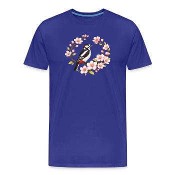 Grand pic tacheté avec motif printanier de cerisiers - T-shirt bio Premium Homme - bleu roi - Devant - Damien (186cm)
