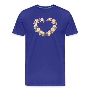 Motif printemps pour cœur en fleurs de pommier - T-shirt bio Premium Homme - bleu roi - Devant - Damien (186cm)
