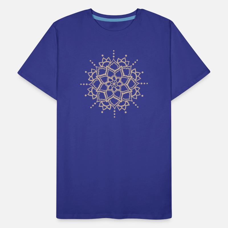 Beige Mandala-Blüte Männer Premium Bio T-Shirt