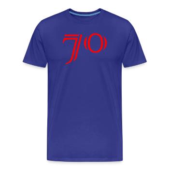 70. 70 ANS. 70e ANNIVERSAIRE. ANNIVERSAIRE 70 ANS. - T-shirt bio Premium Homme - bleu roi - Devant - Damien (186cm)