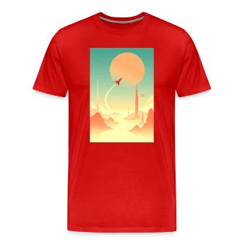 Erste Reisen jenseits ferner Horizonte - Männer Premium Bio T-Shirt - Rot - Vorne - Damien (186cm)