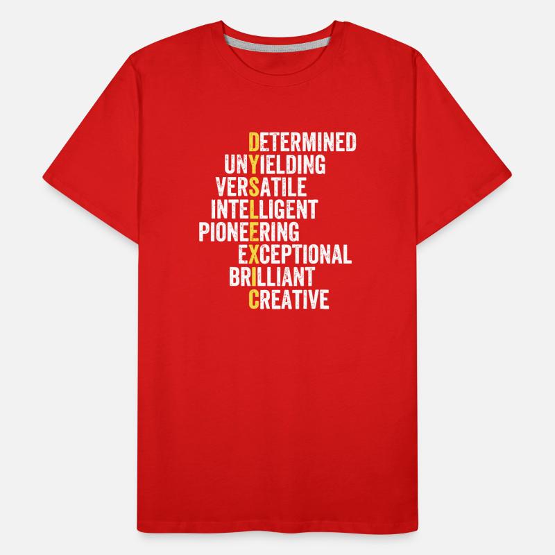 Pile d’adjectifs d’accent jaune T-shirt bio Premium Homme