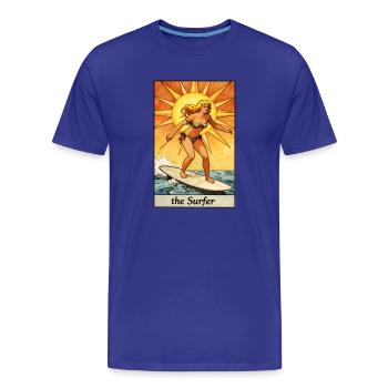 Surfer Girl Vintage Tarot Card - Men's Premium Organic T-Shirt - royal blue - Front - Damien (186cm)