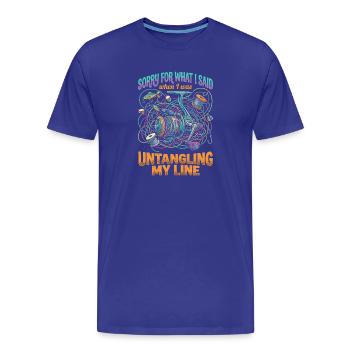 Entwirrte Schnur Angeln Humor - Männer Premium Bio T-Shirt - Königsblau - Vorne - Damien (186cm)