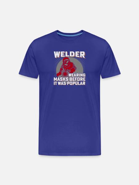 Welder Humor Masks Previously Popular - Men's Premium Organic T-Shirt - royal blue