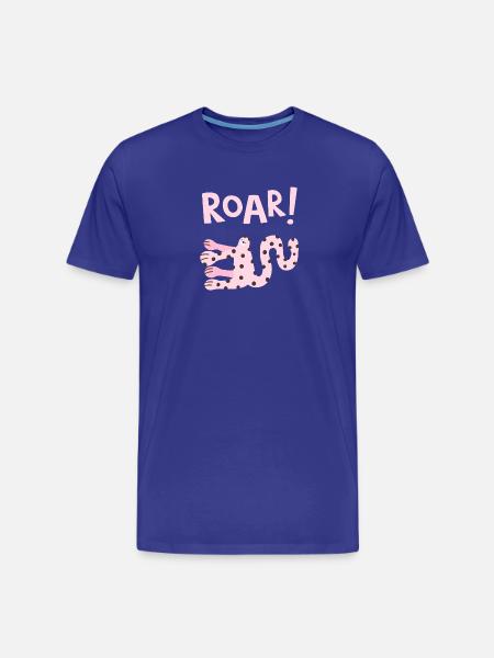 Roar Cute Animal Funny Cartoon Design - Men's Premium Organic T-Shirt - royal blue