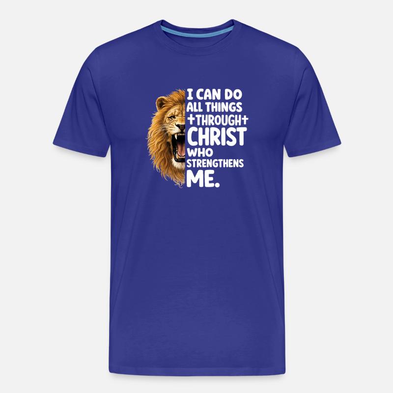 Löwe der Stärke durch Christus - Männer Premium Bio T-Shirt - Königsblau