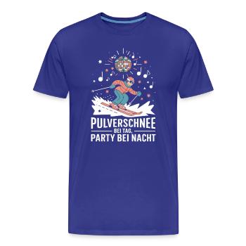  Pulverschnee Bei Tag Party Bei Nacht Skifahren - Männer Premium Bio T-Shirt - Königsblau - Vorne - Damien (186cm)