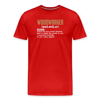 Rustikales Holzwerker Typo-Design - Männer Premium Bio T-Shirt - Rot - Vorne - Damien (186cm)