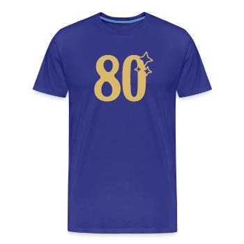 80th Birthday 80th Anniversary Gold Star - Men's Premium Organic T-Shirt - royal blue - Front - Damien (186cm)