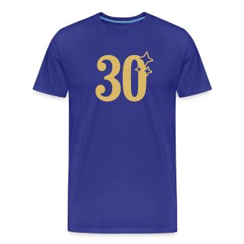 30th Birthday 30th Anniversary Gold Star - Men's Premium Organic T-Shirt - royal blue - Front - Damien (186cm)