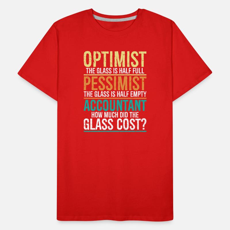 Optimist, das Glas ist halb voll, Pessimist. Männer Premium Bio T-Shirt