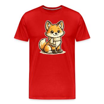Warming fox with scarf - Men's Premium Organic T-Shirt - red - Front - Damien (186cm)