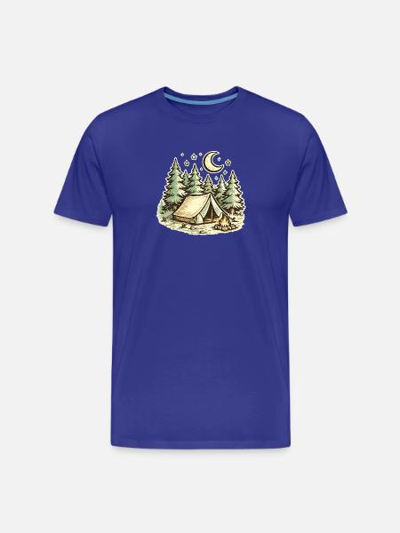 Forest Night Camp Illustration - Men's Premium Organic T-Shirt - royal blue