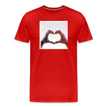 Robotic Arm Love: Humans and Tech - Men's Premium Organic T-Shirt - red - Front - Damien (186cm)