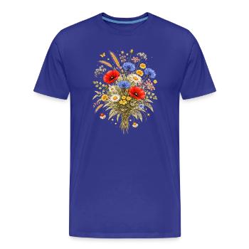Colorful Wildflower Bouquet Nature Floral Design - Men's Premium Organic T-Shirt - royal blue - Front - Damien (186cm)