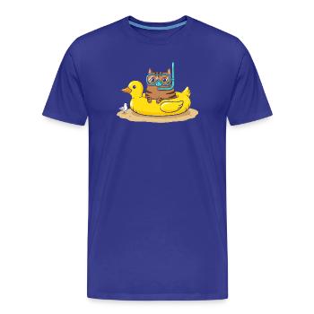 Taucherkatze auf Gummi Ente - Männer Premium Bio T-Shirt - Königsblau - Vorne - Damien (186cm)