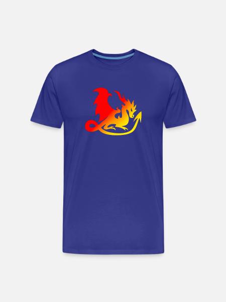 Flammen Drachen Silhouette - Männer Premium Bio T-Shirt - Königsblau