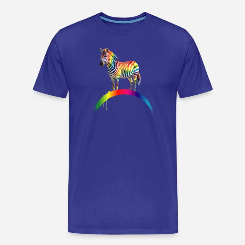 Regenbogen Zebra Farbverlauf Kunst Design - Männer Premium Bio T-Shirt - Königsblau