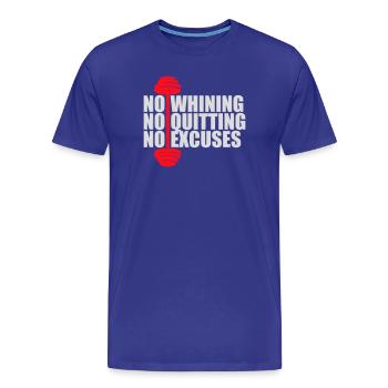 Pas de plaintes, pas d’abandon, pas d’excuses, motivation pour la salle de sport - T-shirt bio Premium Homme - bleu roi - Devant - Damien (186cm)