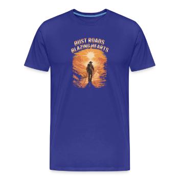 Bust Roads Blazing Hearts Hiking Adventure - Männer Premium Bio T-Shirt - Königsblau - Vorne - Damien (186cm)