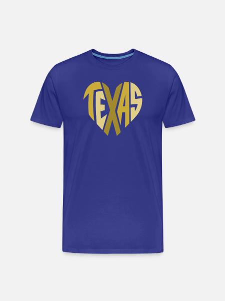 Texas Heart Typography - Men's Premium Organic T-Shirt - royal blue