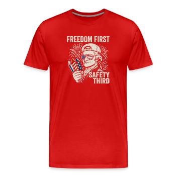 Freedom First, Security Third, Ham - Men's Premium Organic T-Shirt - red - Front - Damien (186cm)