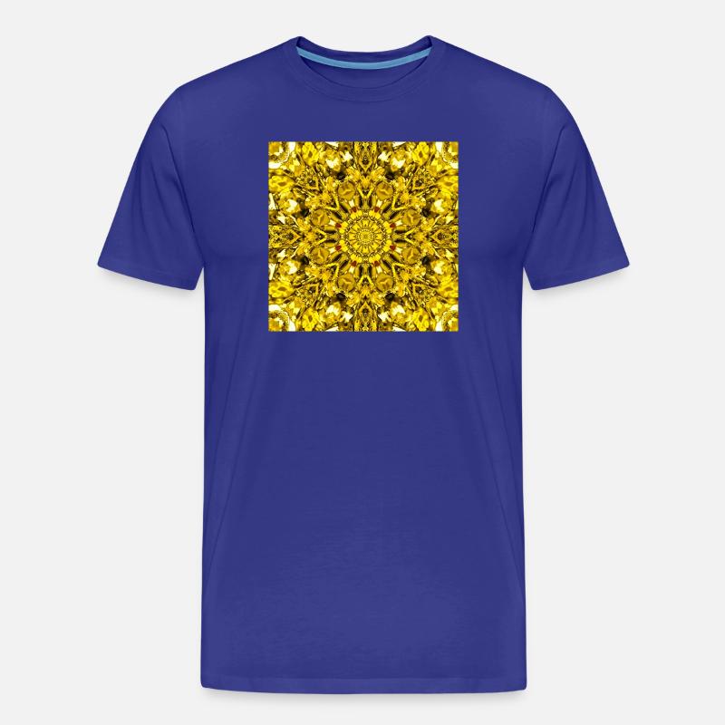 Gelbe Mandala radiales Muster - Männer Premium Bio T-Shirt - Königsblau
