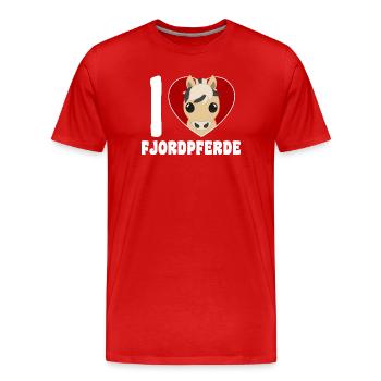 I love fjord horses - Men's Premium Organic T-Shirt - red - Front - Damien (186cm)