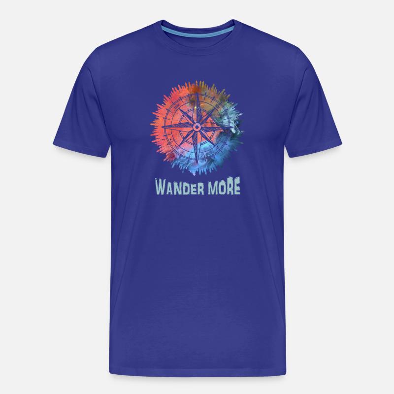 Wander More Compass Batik - Männer Premium Bio T-Shirt - Königsblau