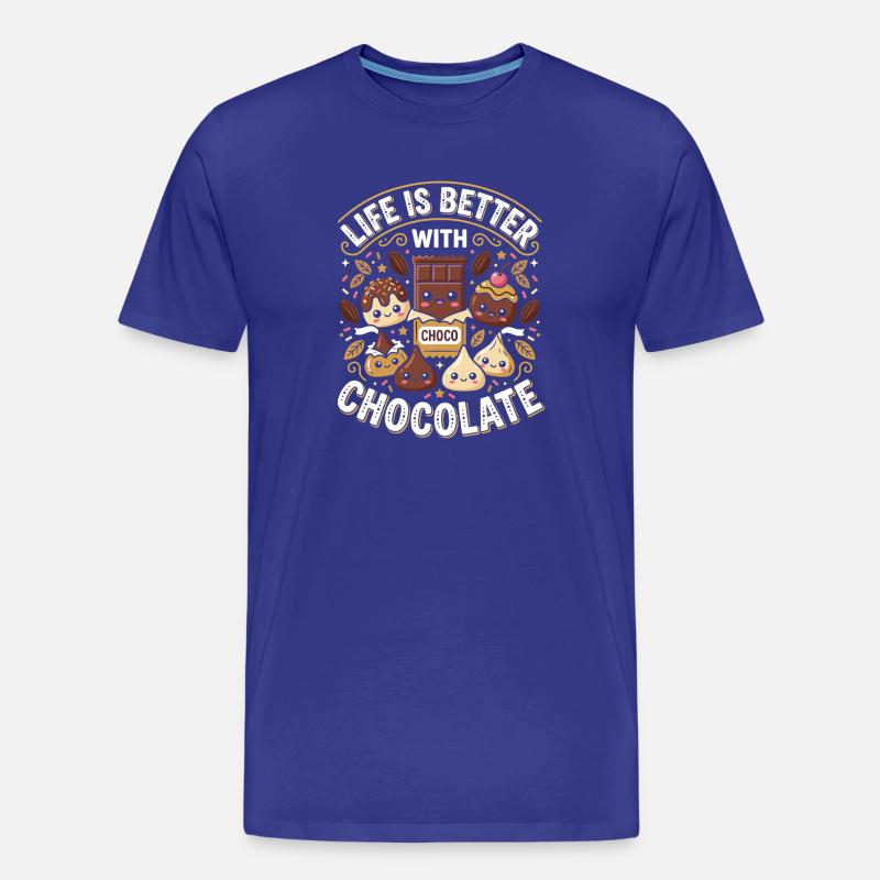 Leben mit Schokolade - Männer Premium Bio T-Shirt - Königsblau