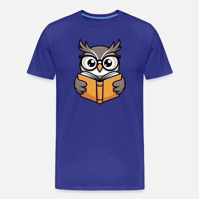 Süße Lese-Eule mit Brille - Männer Premium Bio T-Shirt - Königsblau