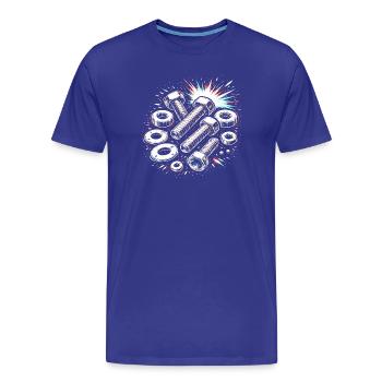 Boulons Écrous Conception mécanique des outils - T-shirt bio Premium Homme - bleu roi - Devant - Damien (186cm)